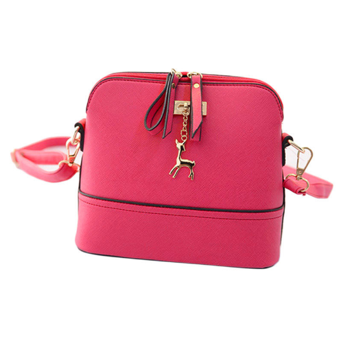 Women Fashion Solid Color Satchel PU Leather Shoulder Shell Bag Deer Pendant Image 1