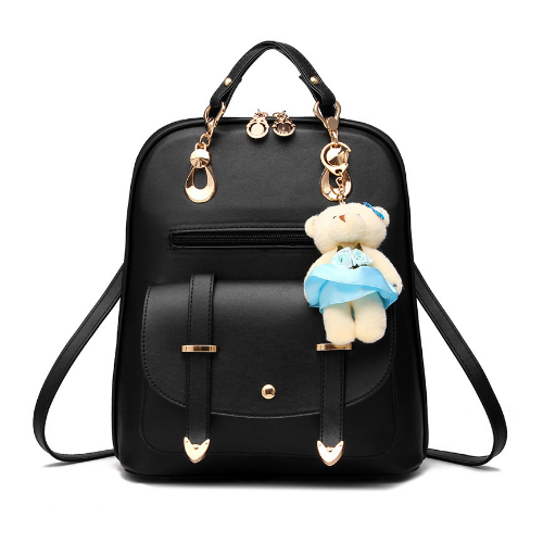 Women Backpacks School Bag For Teenage Girls PU Leather Waterproof Backpack Image 1