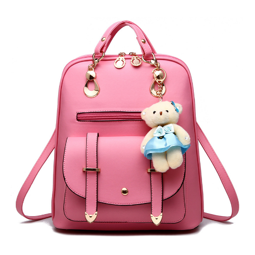 Women Backpacks School Bag For Teenage Girls PU Leather Waterproof Backpack Image 1