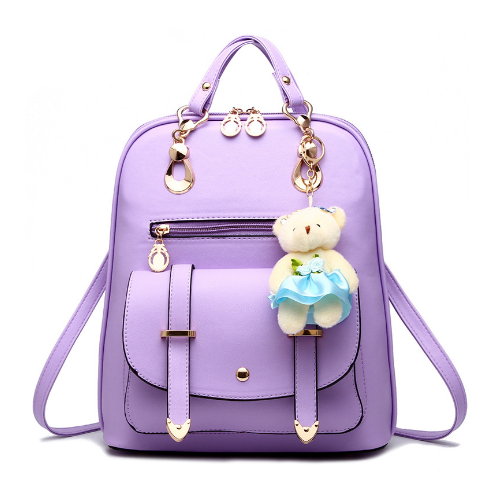 Women Backpacks School Bag For Teenage Girls PU Leather Waterproof Backpack Image 1