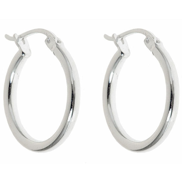 Sterling silver 15mm French Lock Hoop Earrings Image 1