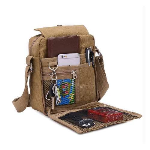 Mens Travel Bag Canvas Men Shoulder Crossbody Bags Vintage Briefcase Image 1