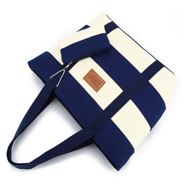 Fashion Stripes Printing Handbags Ladies Large Capacity Shoulder Bags Image 6