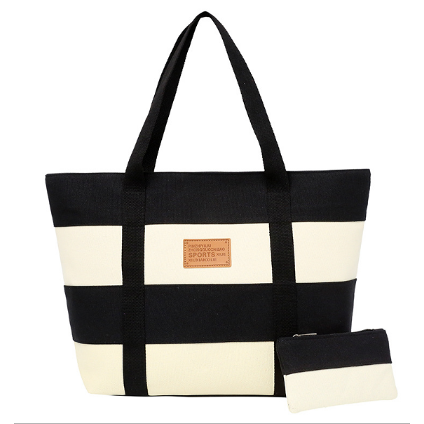 Fashion Stripes Printing Handbags Ladies Large Capacity Shoulder Bags Image 2