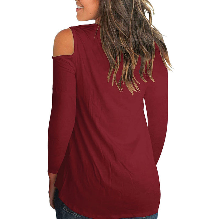 Cold Shoulder Criss-Cross Long Sleeve TopMultiple Colors Image 6