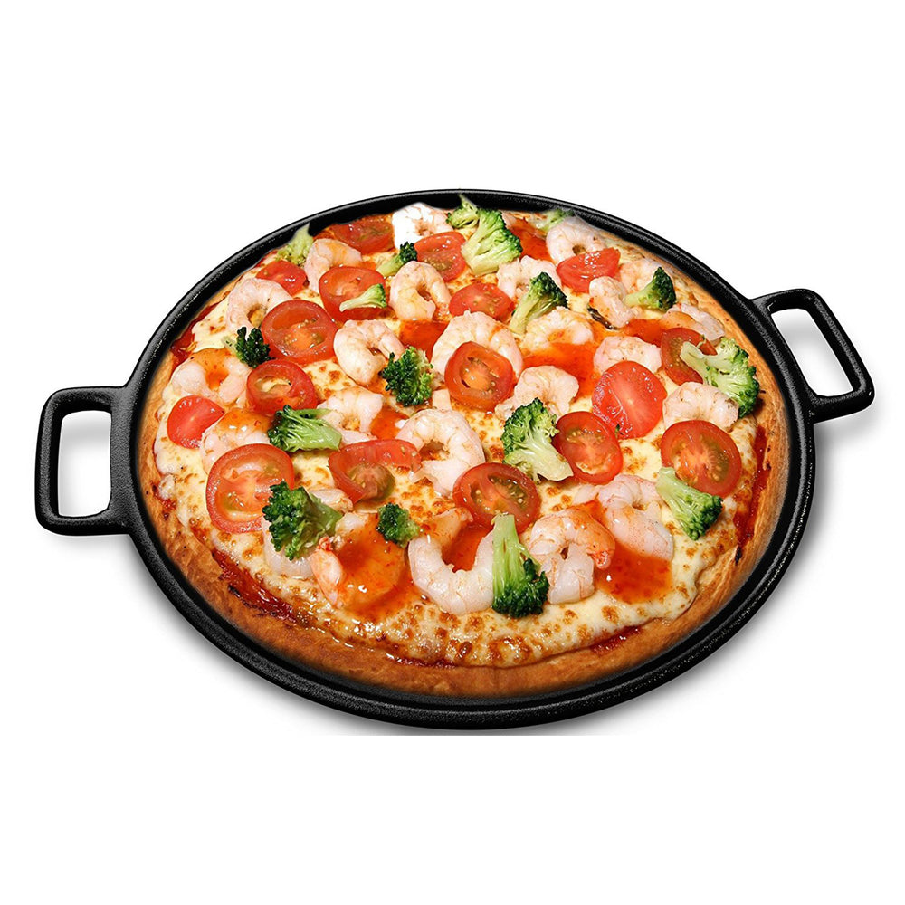 Cast Iron Pizza Pan Flat Skillet 14 Inch Grill Stove Campfire Frying Pan Image 2