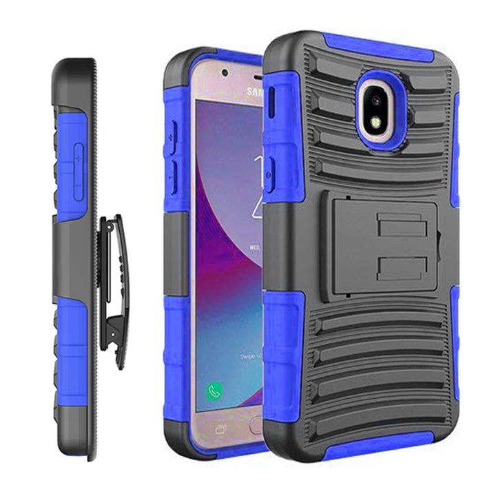 Samsung Galaxy J3 2018 / J337 / Achieve / Express Prime 3 / Star Armor Belt Clip Holster Case Cover Blue Image 1