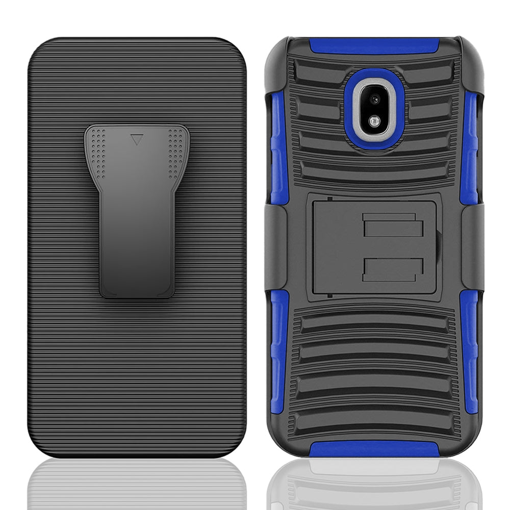 Samsung Galaxy J3 2018 / J337 / Achieve / Express Prime 3 / Star Armor Belt Clip Holster Case Cover Blue Image 3