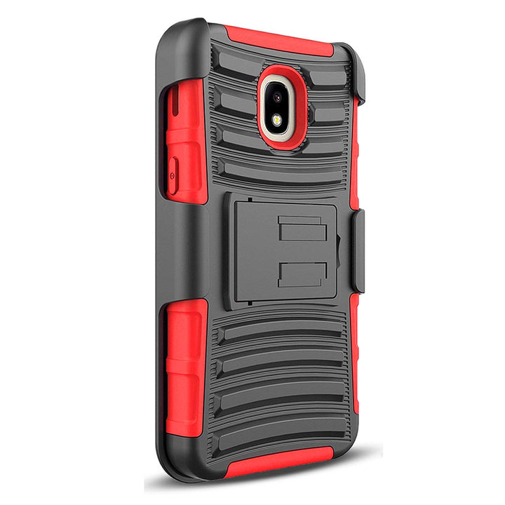 Samsung Galaxy J3 2018 / J337 / Achieve / Express Prime 3 / Star Armor Belt Clip Holster Case Cover Red Image 3