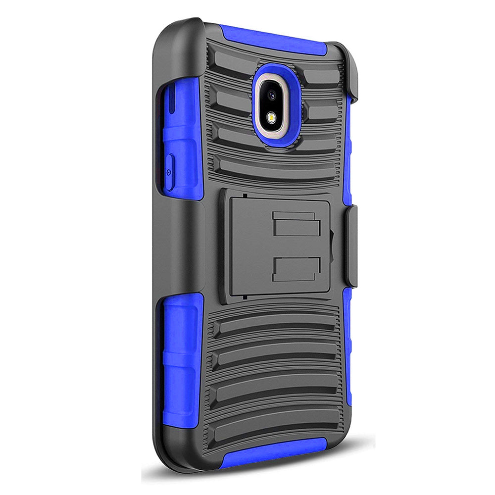 Samsung Galaxy J3 2018 / J337 / Achieve / Express Prime 3 / Star Armor Belt Clip Holster Case Cover Blue Image 4