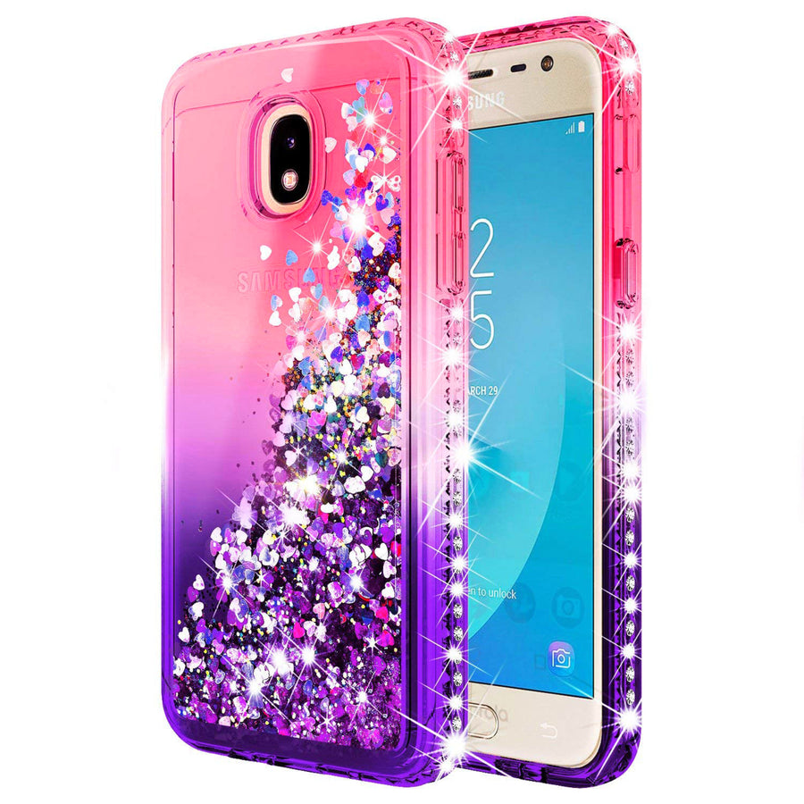 Samsung Galaxy J3 2018 / J337 / Achieve / Express Prime 3 / Star Diamond Liquid Sparkling Glitter Hybrid Shockproof Case Image 1