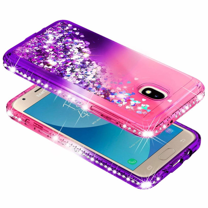 Samsung Galaxy J3 2018 / J337 / Achieve / Express Prime 3 / Star Diamond Liquid Sparkling Glitter Hybrid Shockproof Case Image 4