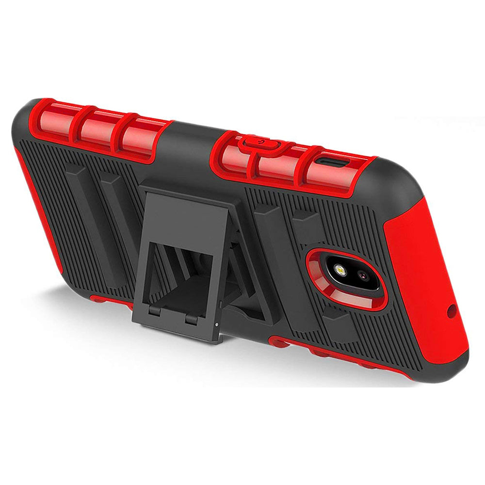 Samsung Galaxy J7 2018 / J737 / Refine Armor Belt Clip Holster Case Cover Red Image 2