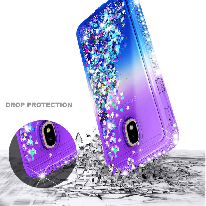 Samsung Galaxy J7 2018 / J737 / Refine Diamond Liquid Sparkling Glitter Hybrid Shockproof Case Cover Purple Blue Image 3