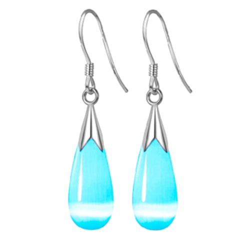 Water Droplets Moonlight Stone Opal Hanging earrings Silver Filled High Polish Finsh Image 1