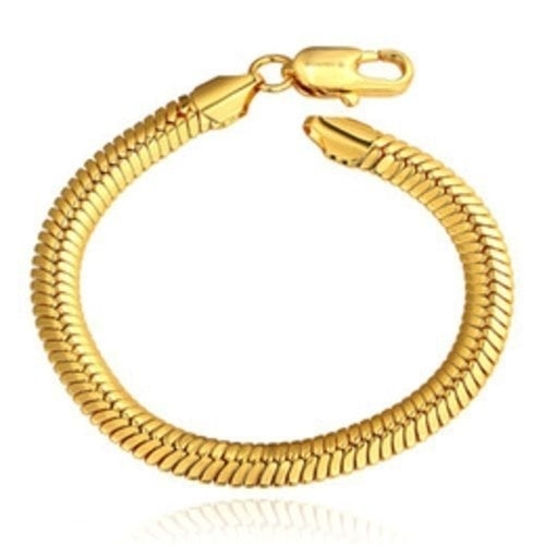 18kt Gold Filled High Polish Finsh Flat Snake Anklet Bracelet Image 1