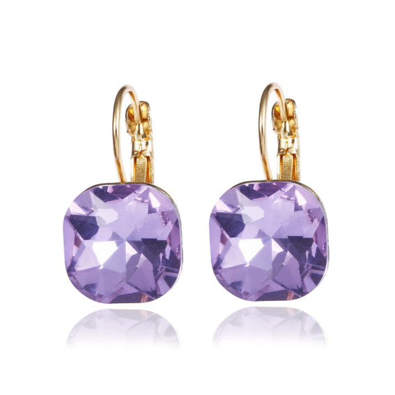Amethyst Crystal Gold filled Square Earrings For Women Popular Rhinestone Stud Earrings Image 1