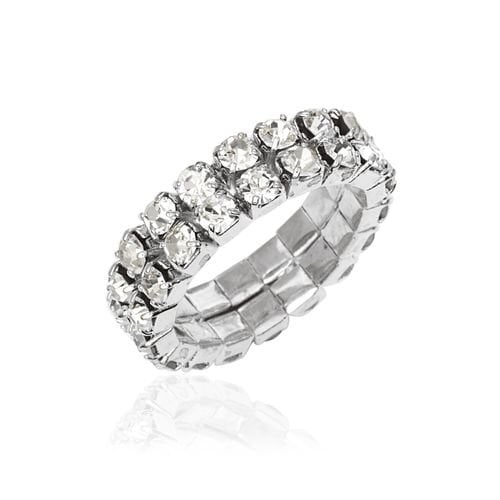 Silver Filled High Polish Finsh 2 Row Cz Ring Image 1