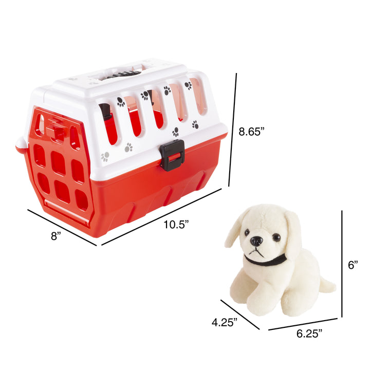 Kids Veterinary Set 11 Piece Plush Dog Carrier Animal Medical Supplies Toys Image 2