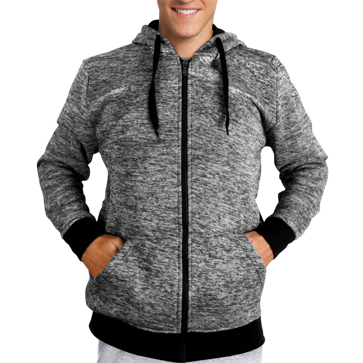 Mens Moisture Fleece-Lined Full-Zip Up Hoodie Image 2