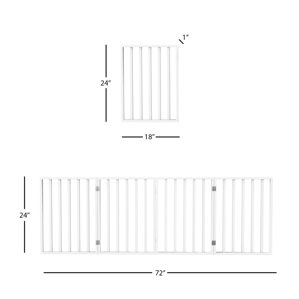 Wooden Pet Gate- Foldable 4-Panel Indoor Barrier FenceFreestanding and Lightweight Design for DogsPuppiesPets- 72 x24" Image 2