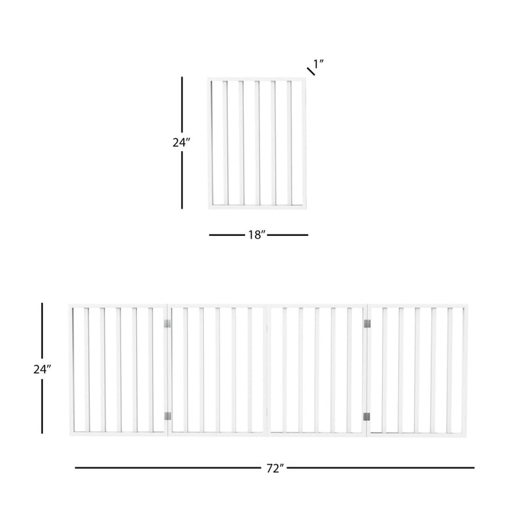 Wooden Pet Gate- Foldable 4-Panel Indoor Barrier Fence Freestanding and Lightweight Design for Dogs Puppies Pets- 72 Image 2