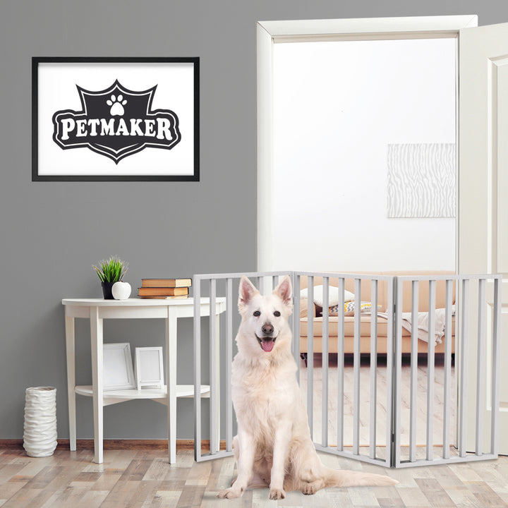 Wooden Pet Gate- Tall Freestanding 3-Panel Indoor Barrier FenceLightweight and Foldable for DogsPuppiesPets- 54 x32" Image 4