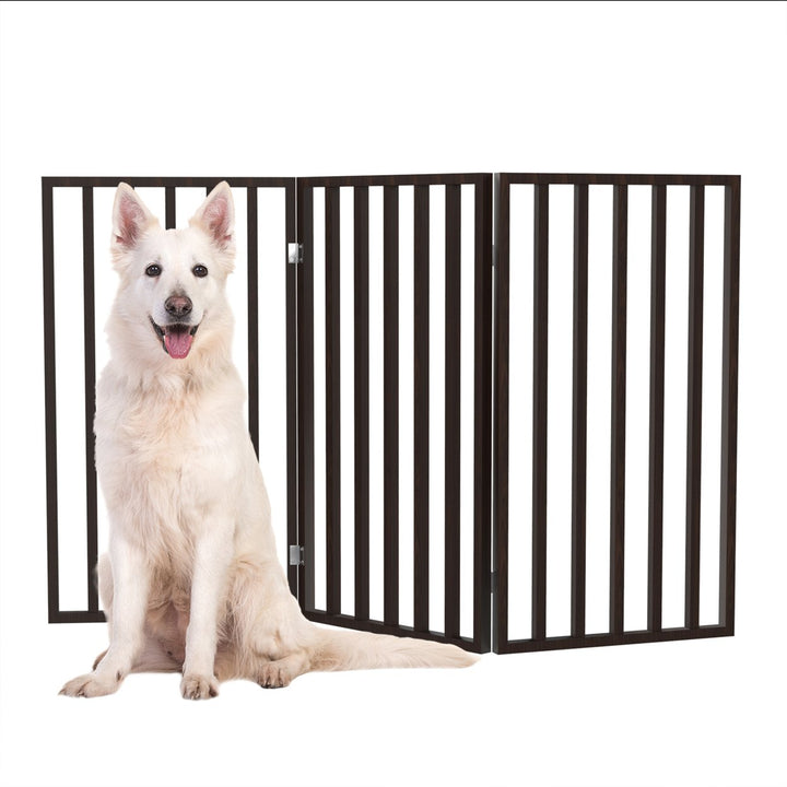 Wooden Pet Gate- Tall Freestanding 3-Panel Indoor Barrier FenceLightweight and Foldable for DogsPuppiesPets- 54 x32" Image 4
