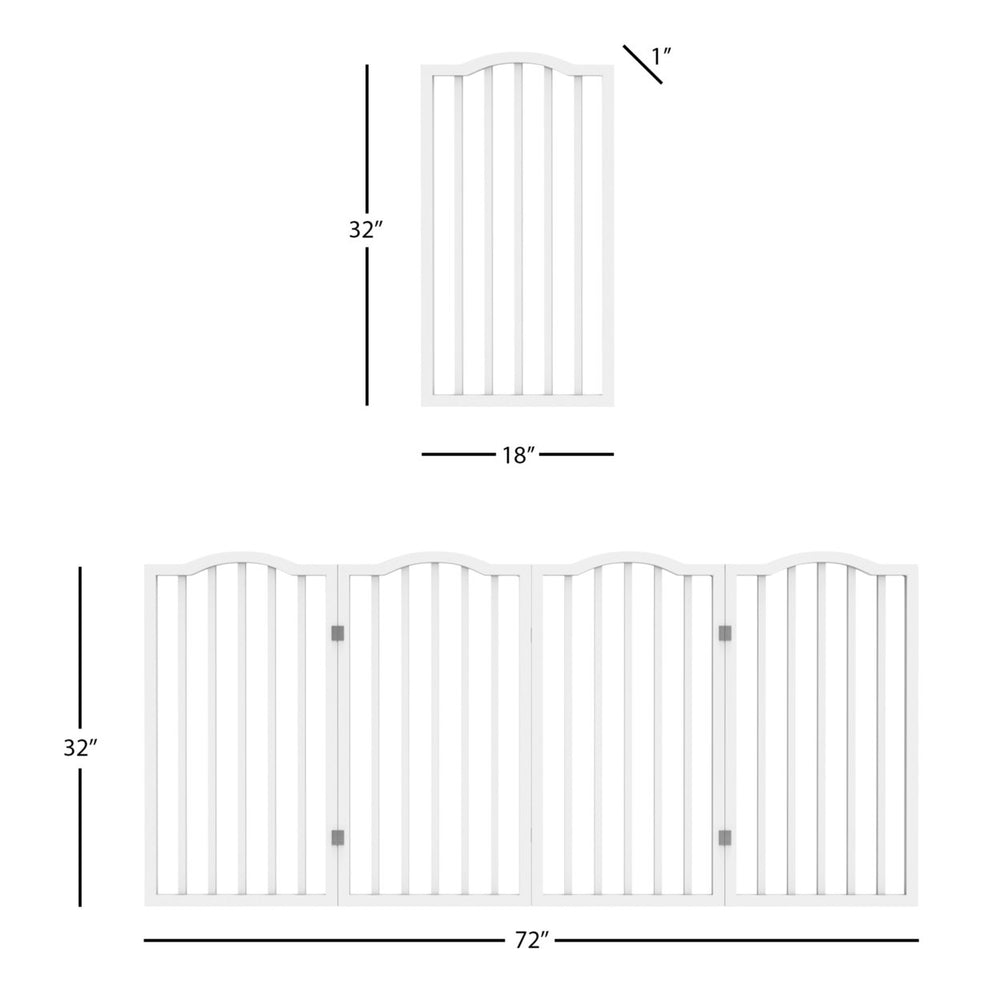 Wooden Pet Gate- Tall Freestanding 4-Panel Indoor Barrier FenceFoldable with Decorative Arches for DogsPuppiesPets- 72 Image 2