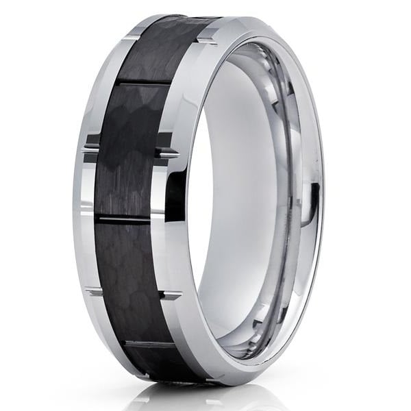 8mm- Black Tungsten Wedding Band - Tungsten Carbide Ring - Mens Tungsten Ring - Image 1