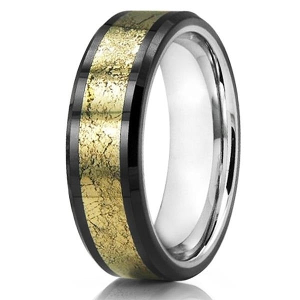 8mm- Mens Tungsten Wedding Ban - Men Tungsten Ring - Meteorite Wedding Band Image 1