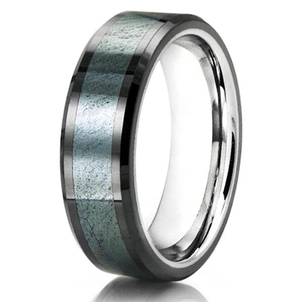 8mm- Meteorite Tungsten Ring - Tungsten Wedding Band - Tungsten Carbide - Mens Image 1