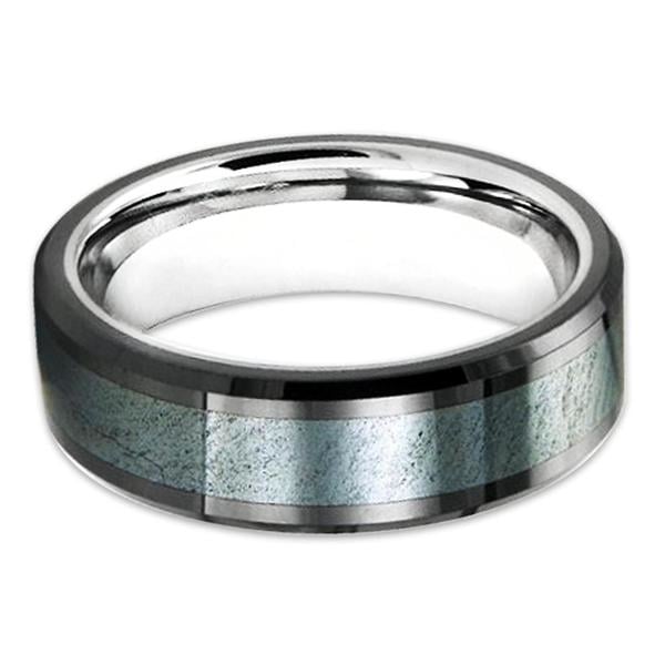 8mm- Meteorite Tungsten Ring - Tungsten Wedding Band - Tungsten Carbide - Mens Image 2