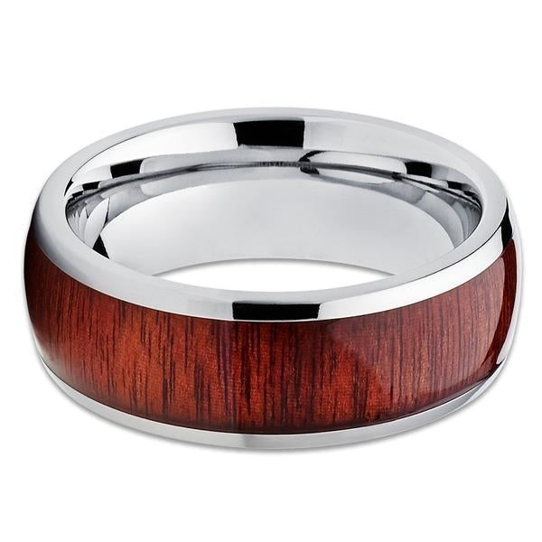 8mm- Koa Wood Tungsten Ring - Tungsten Wedding Band - Tungsten Ring - Koa Wood Ring Image 2