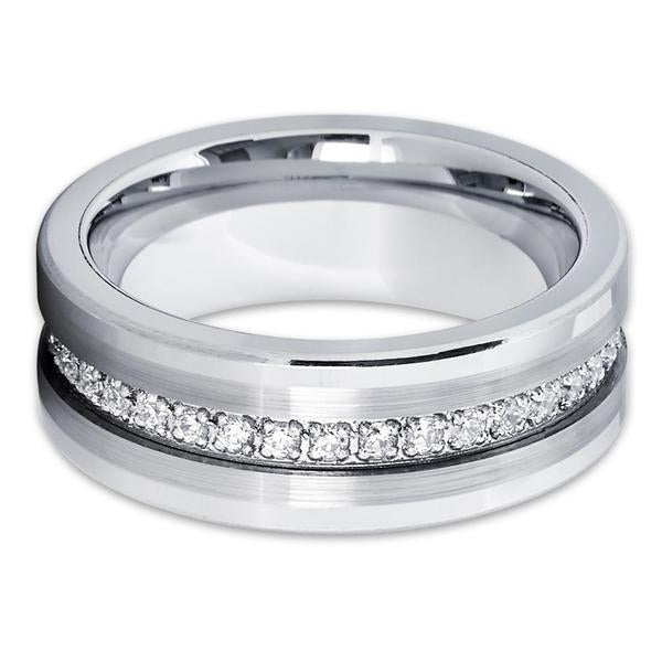 8mm- Mens Tungsten Wedding Band - Silver Tungsten Ring - Ring - Tungsten Image 2