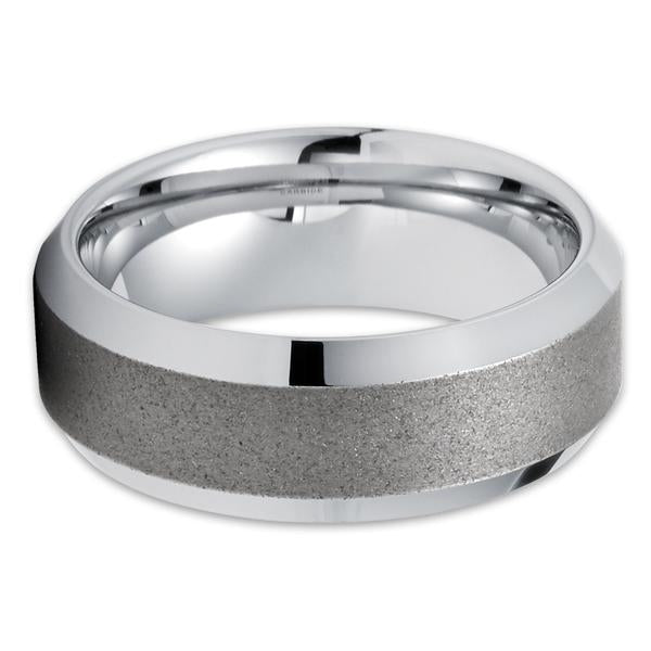 8mm- Silver Tungsten Ring - Gray Tungsten Wedding Band - Tungsten Carbide Image 2