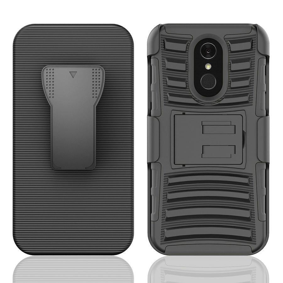 LG Q7 Q7 Plus 2018 Armor Belt Clip Holster Case Dual Layer with Kickstand Image 1