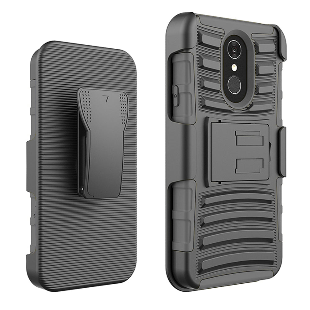 LG Q7 Q7 Plus 2018 Armor Belt Clip Holster Case Dual Layer with Kickstand Image 3