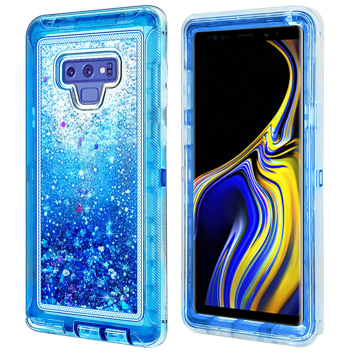 Samsung Galaxy Note 9 Tough Defender Glitter Heart Case Transparent TPU PC Image 2