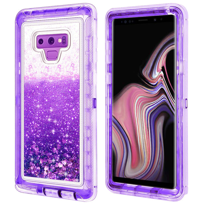 Samsung Galaxy Note 9 Tough Defender Glitter Heart Case Transparent TPU PC Image 4