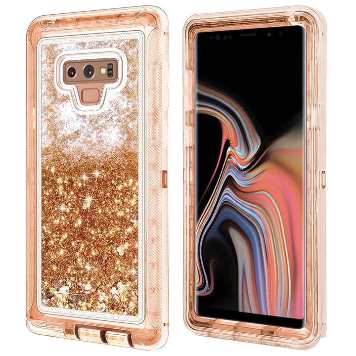 Samsung Galaxy Note 9 Tough Defender Glitter Heart Case Transparent TPU PC Image 7