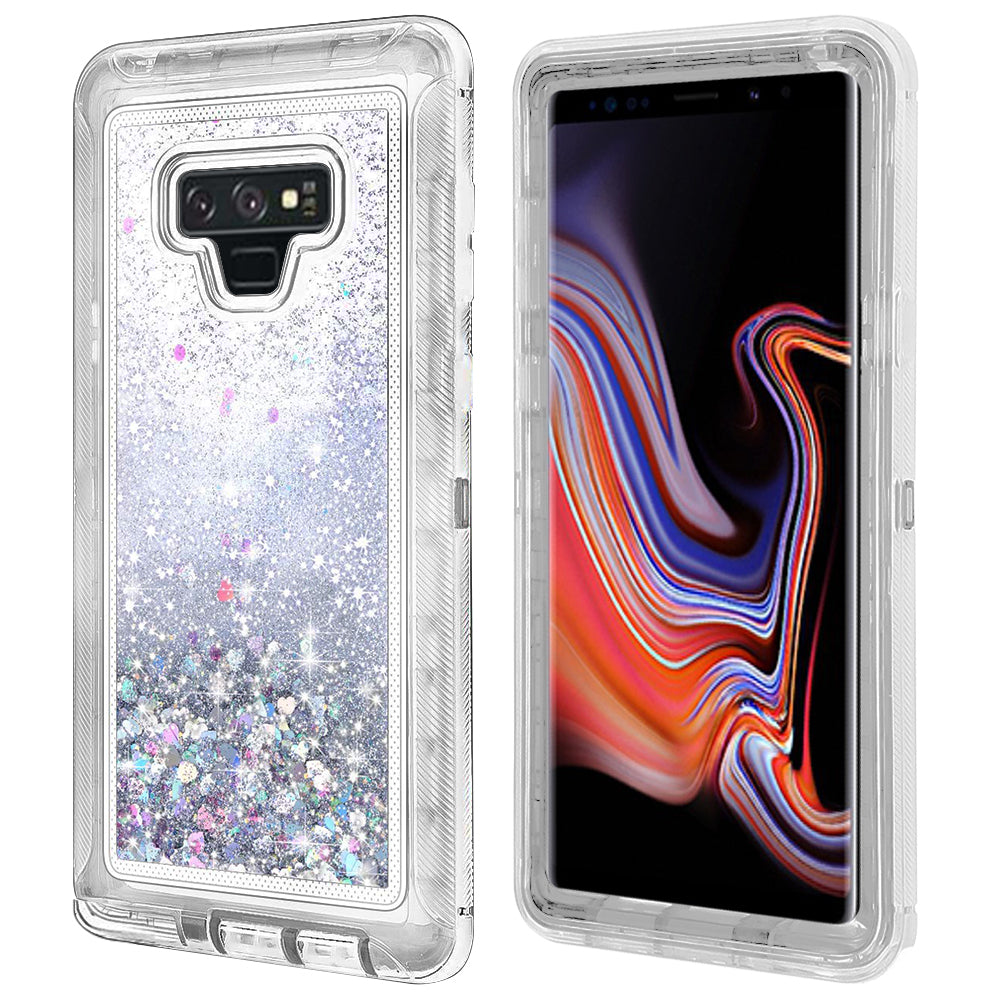 Samsung Galaxy Note 9 Tough Defender Glitter Heart Case Transparent TPU PC Image 8