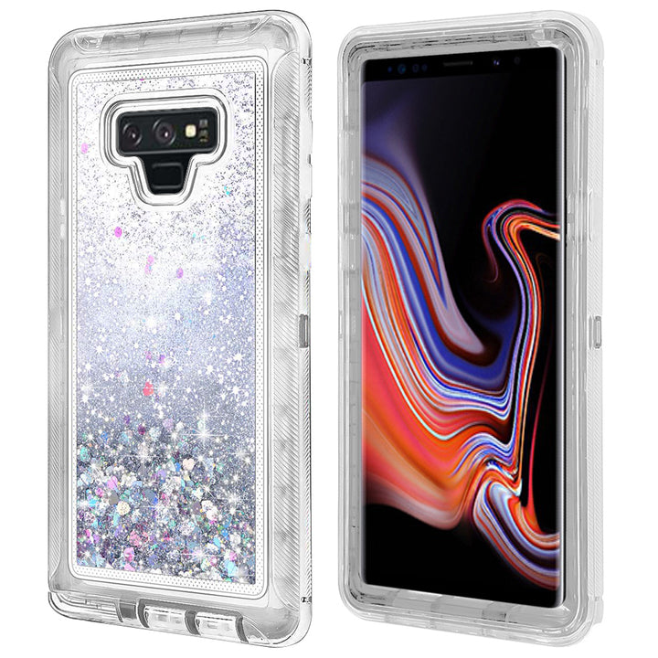 Samsung Galaxy Note 9 Tough Defender Glitter Heart Case Transparent TPU PC Image 8