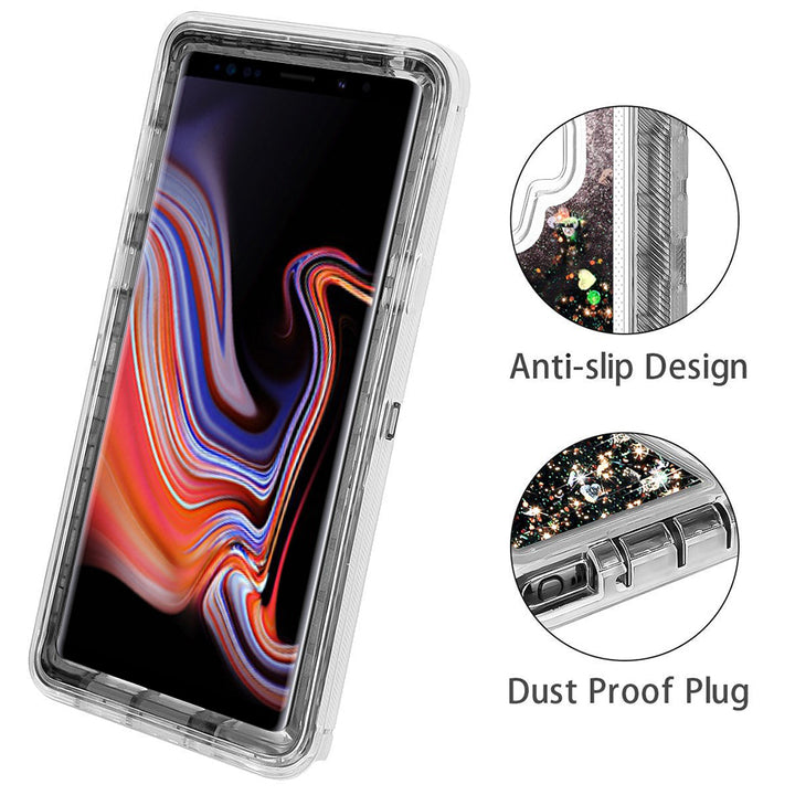 Samsung Galaxy Note 9 Tough Defender Glitter Heart Case Transparent TPU PC Image 9