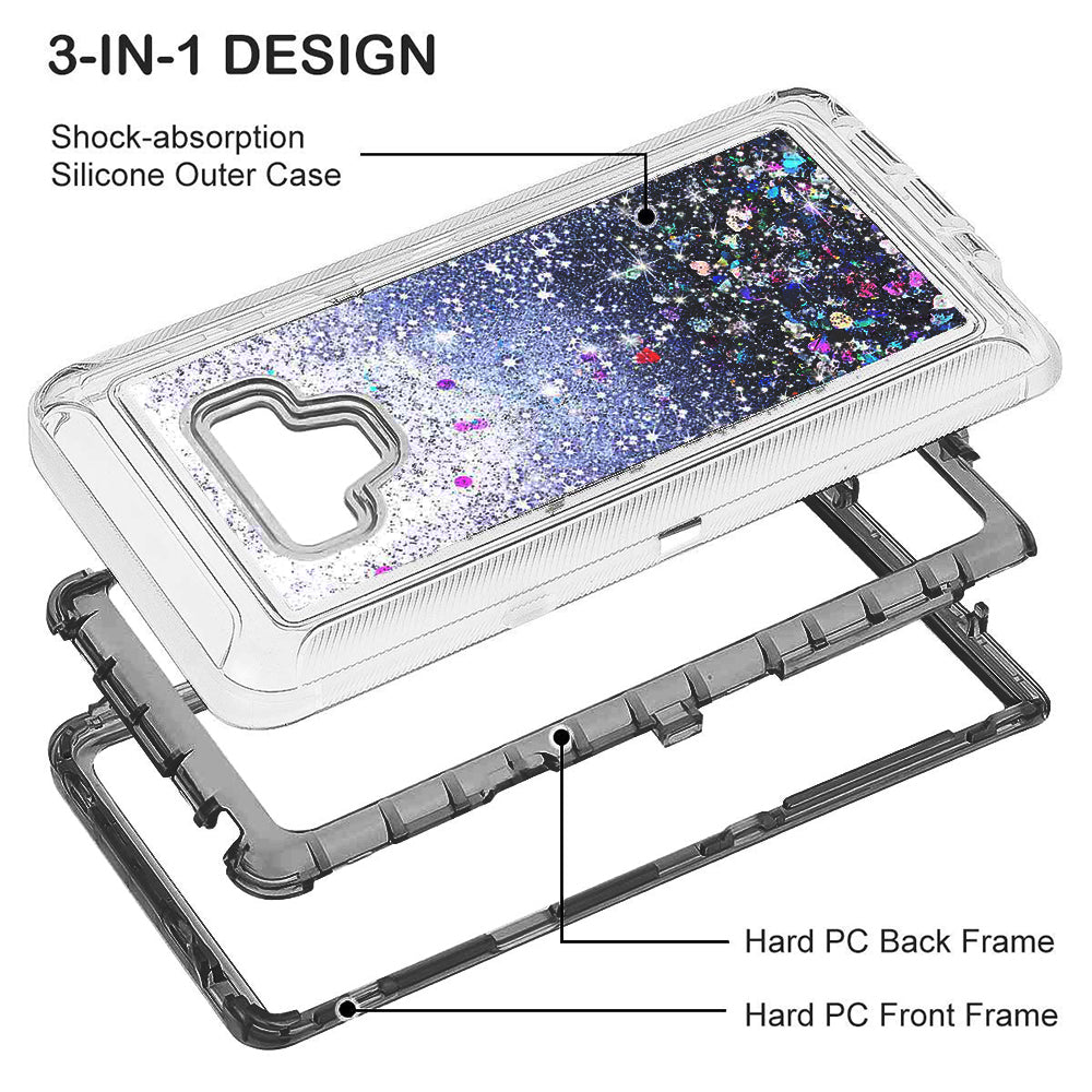 Samsung Galaxy Note 9 Tough Defender Glitter Heart Case Transparent TPU PC Image 10