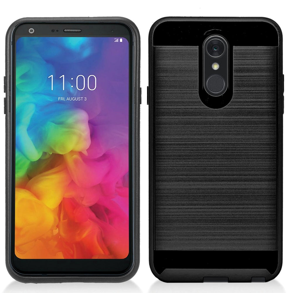 LG Q7 / Q7 Plus 2018 / Q610 Hybrid Metal Brushed Shockproof Tough Case Cover Image 1