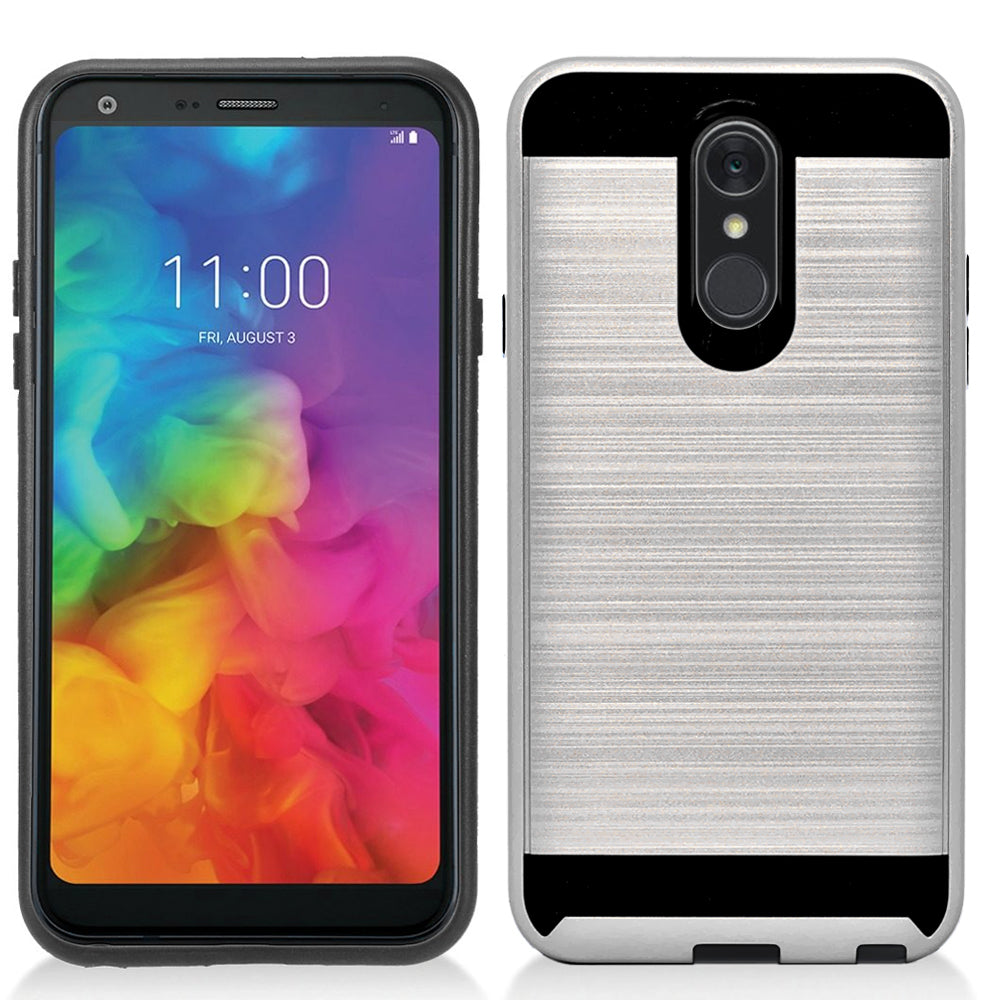 LG Q7 / Q7 Plus 2018 / Q610 Hybrid Metal Brushed Shockproof Tough Case Cover Image 4