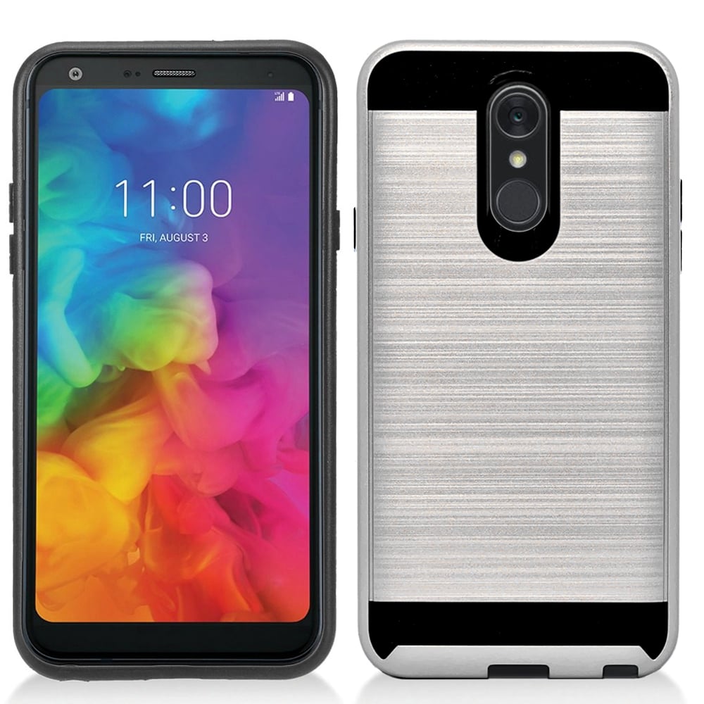 LG Q7 / Q7 Plus 2018 / Q610 Hybrid Metal Brushed Shockproof Tough Case Cover Image 1