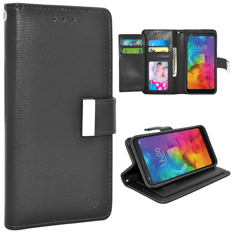 LG Q7 / Q7 Plus 2018 / Q610 Slim Fit Premium Leather Wallet Case Card Slots Shockproof Folio Flip Protective Defender Image 1