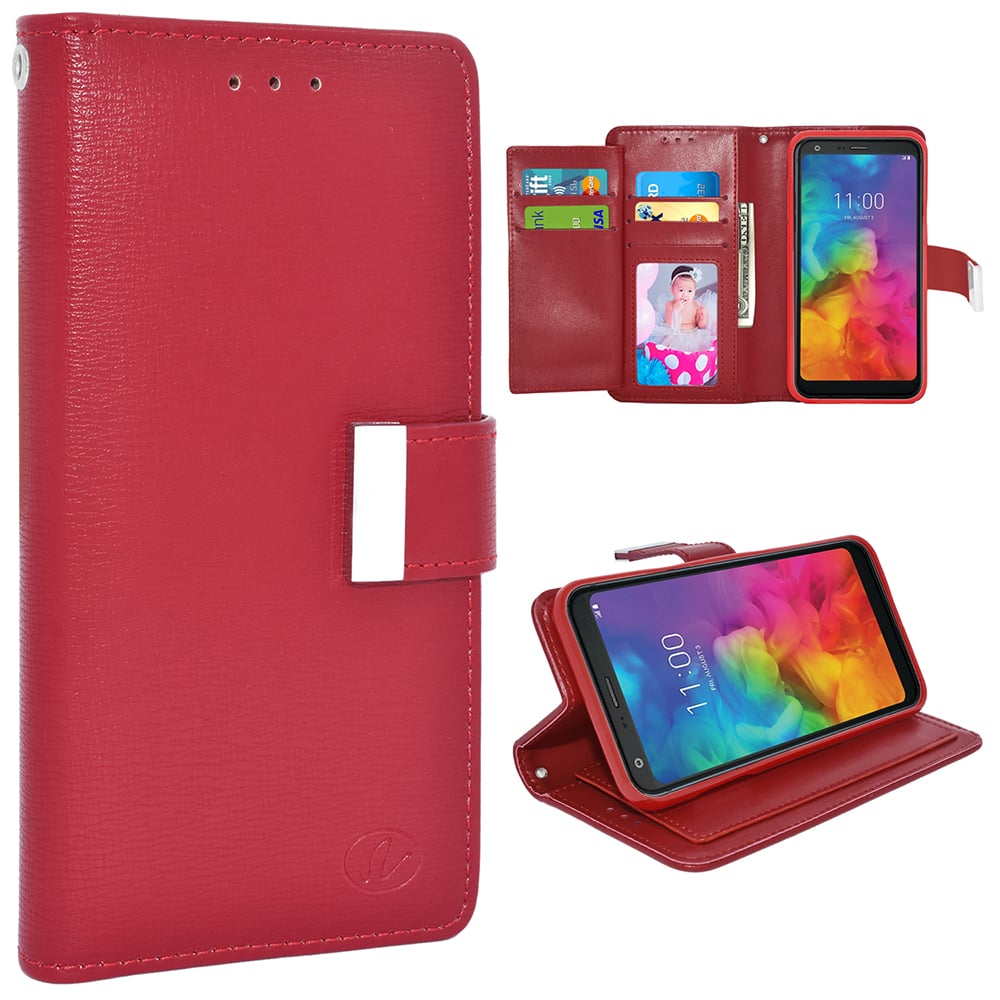 LG Q7 / Q7 Plus 2018 / Q610 Slim Fit Premium Leather Wallet Case Card Slots Shockproof Folio Flip Protective Defender Image 4